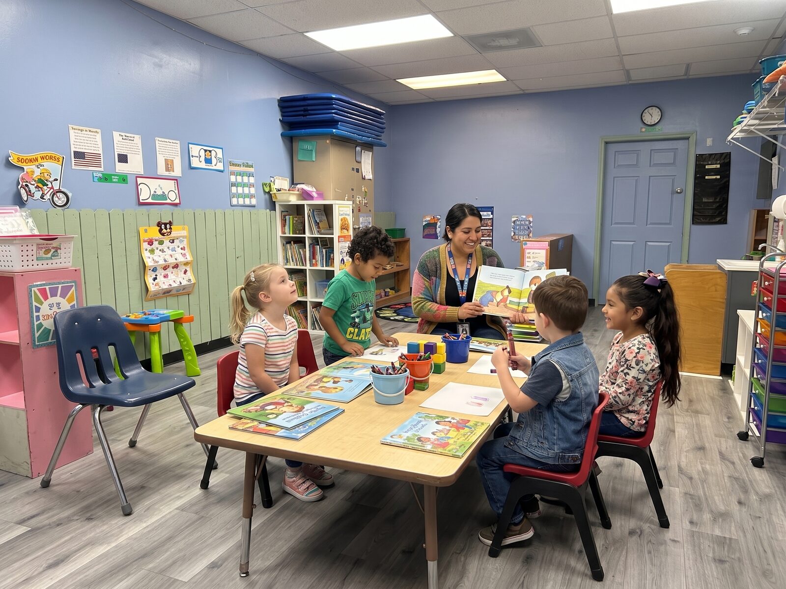 Teacher reading with a group of PreK children at Sorrento Bright Future Academy